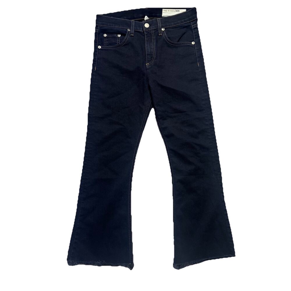 Rag & Bone Womens Dark Wash Crop Flare Raw Hem Denim Jeans 26 Capsule
